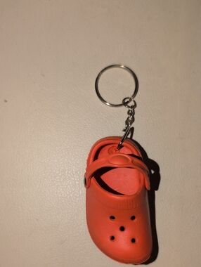 Mini Croc-Style Keychain Bag Charm in Bright Orange
